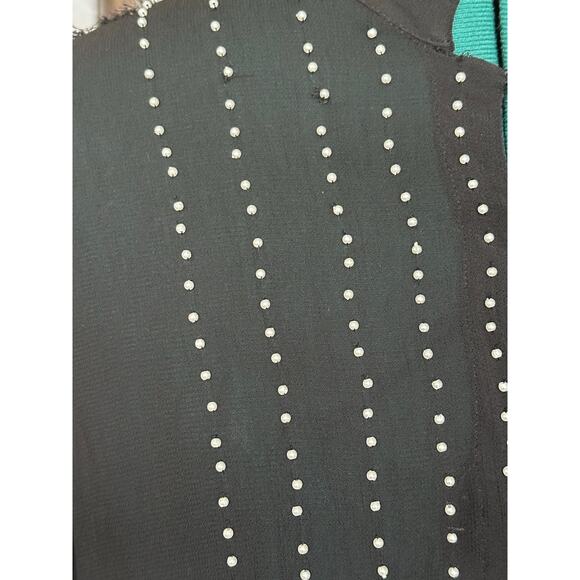 REISS Suzanne Pearl Black Sheer Blouse Mandarin Collar Women’s Size 8 - Picture 6 of 8